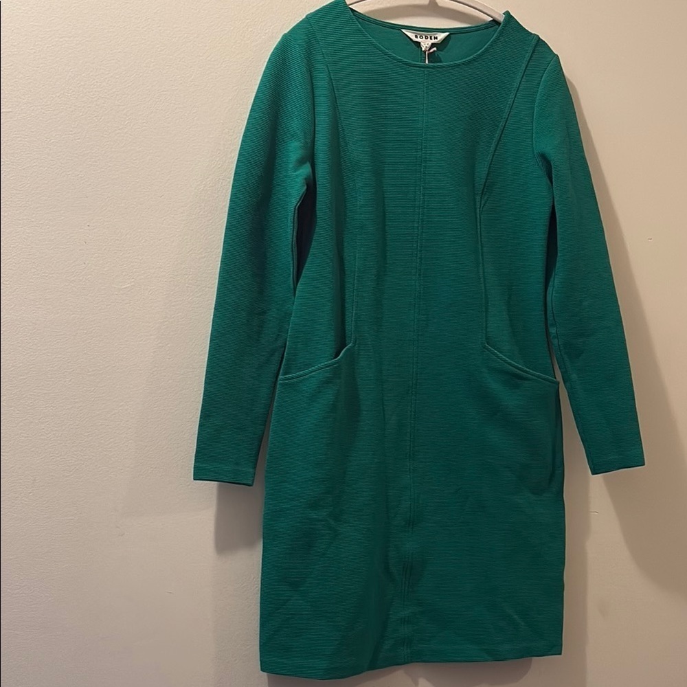 Boden women’s NWT - size 6 - Green Long Sleeve Dress- pockets